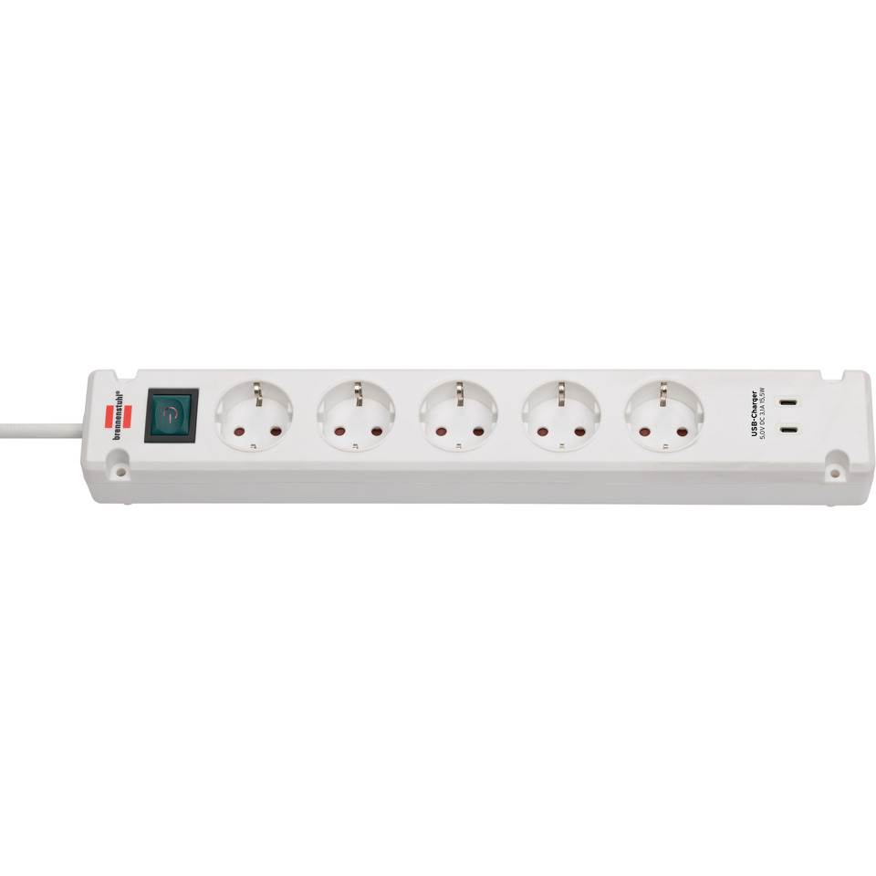 Mehrfachstecker, Steckdosenleiste, Schalter, Euro-Stecker, USB-C Ports