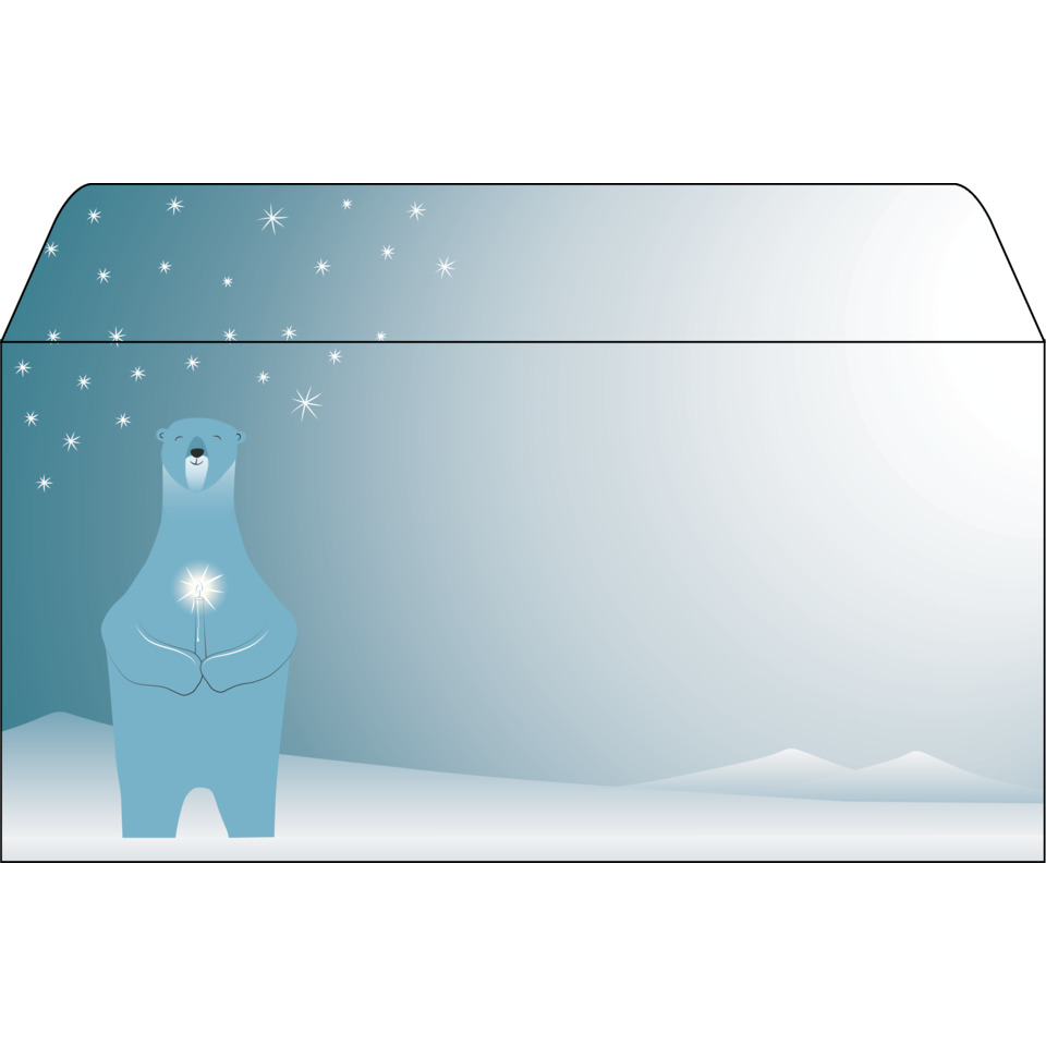Weihnachtens-Umschlag Polar bear with candle, DL, 90g/m², 25 Stück SIGEL DU259