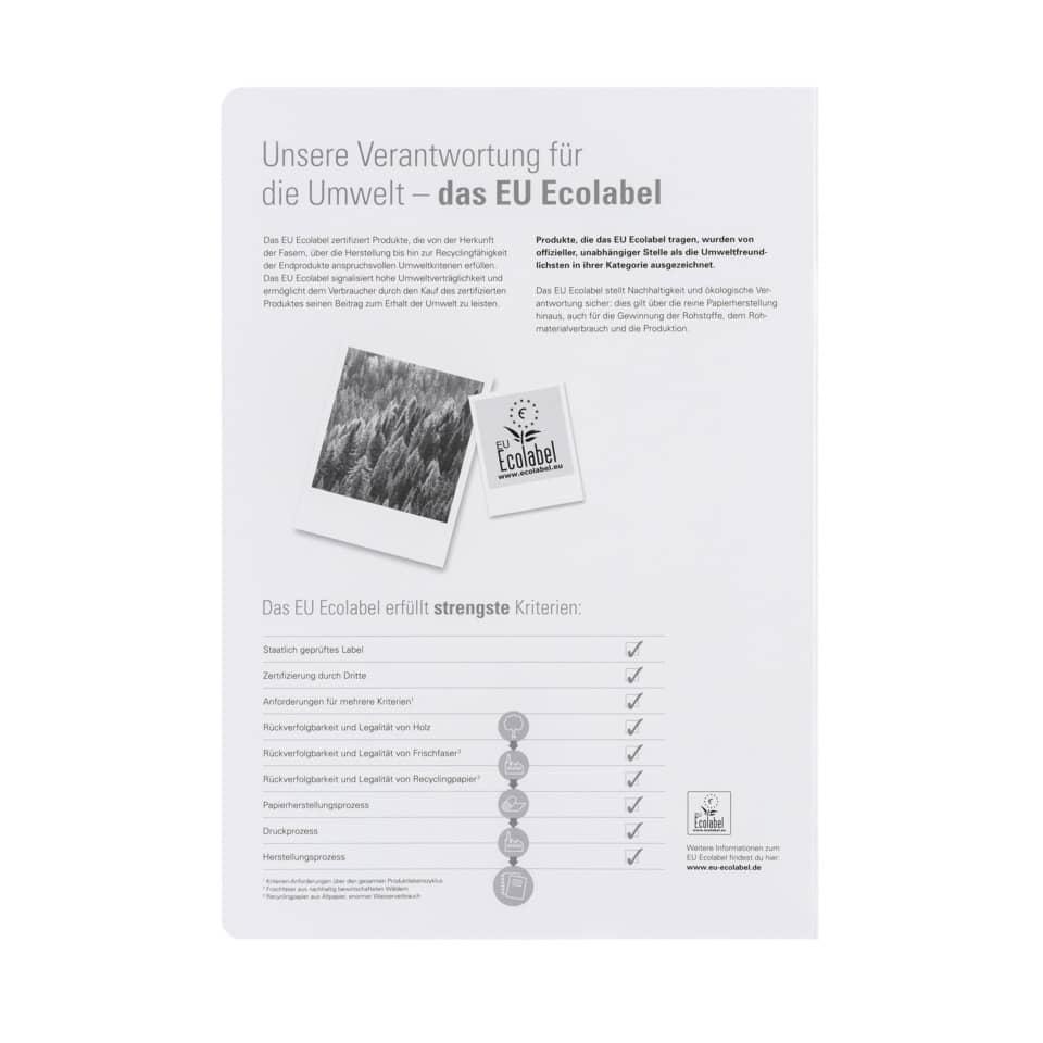 EU Ecolabel, Etikett, Papier, Holz, Schwarz-Weiß-Details