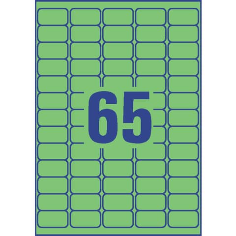 Etiketten farbig ablösbar, 38x21,2mm, 1300 Stück, grün AVERY ZWECKFORM L4792-20