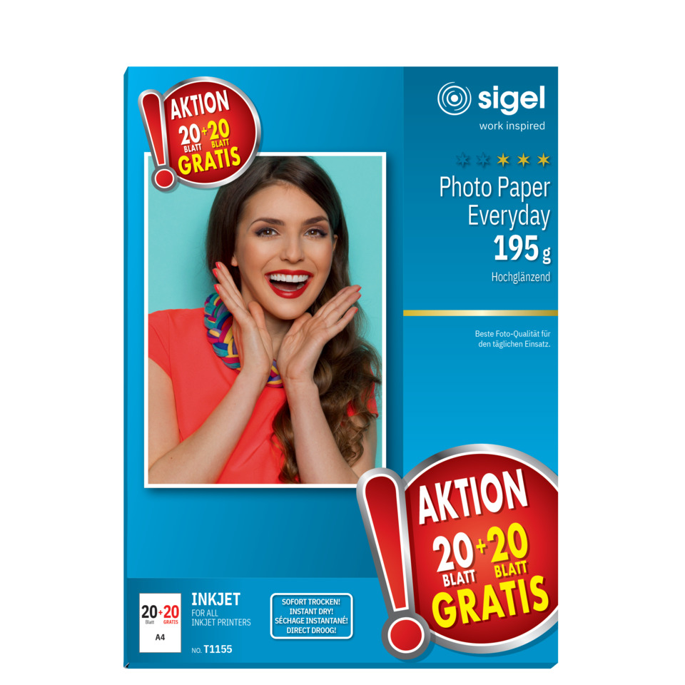 A4-Papier, Foto-Papier, Tintenstrahldruck, blaues Verpackung, Frauenporträt