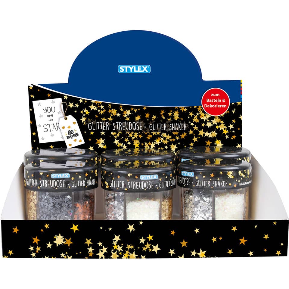 Glitzer, Streudose, Glitzer-Streuer, Dekoration, Buntes Set