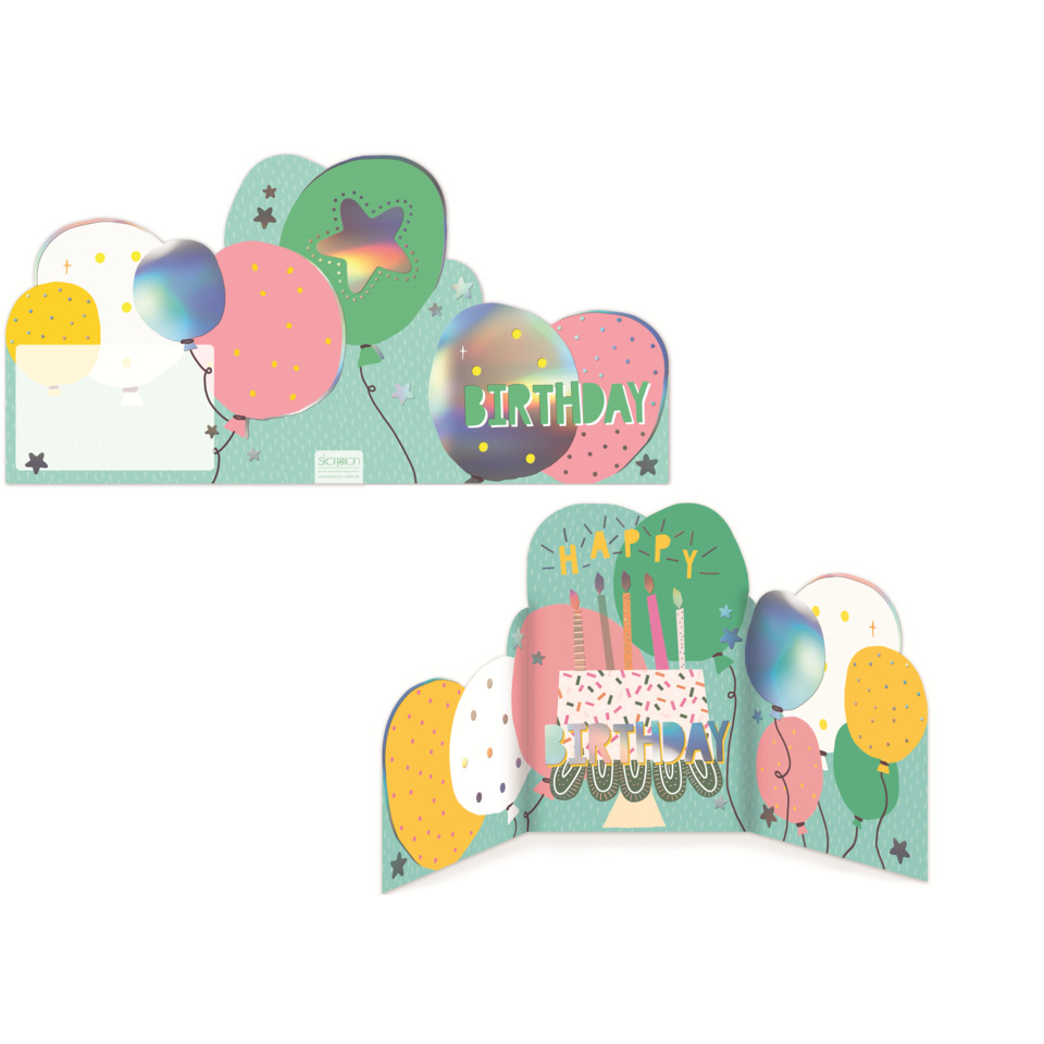 Birthday, Balloon, Cake, Party, Karte