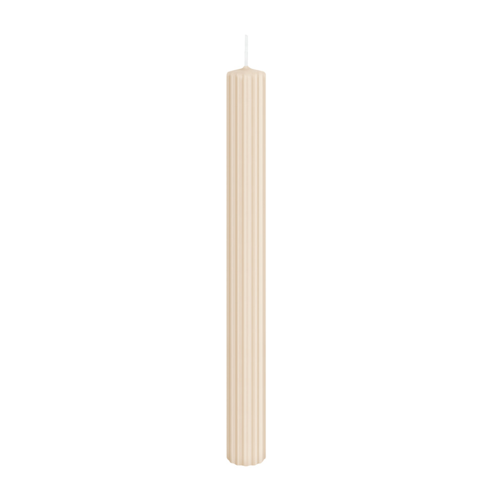Stumpenkerze, Beige, Rippenstruktur, Langkerze, Kerzenform