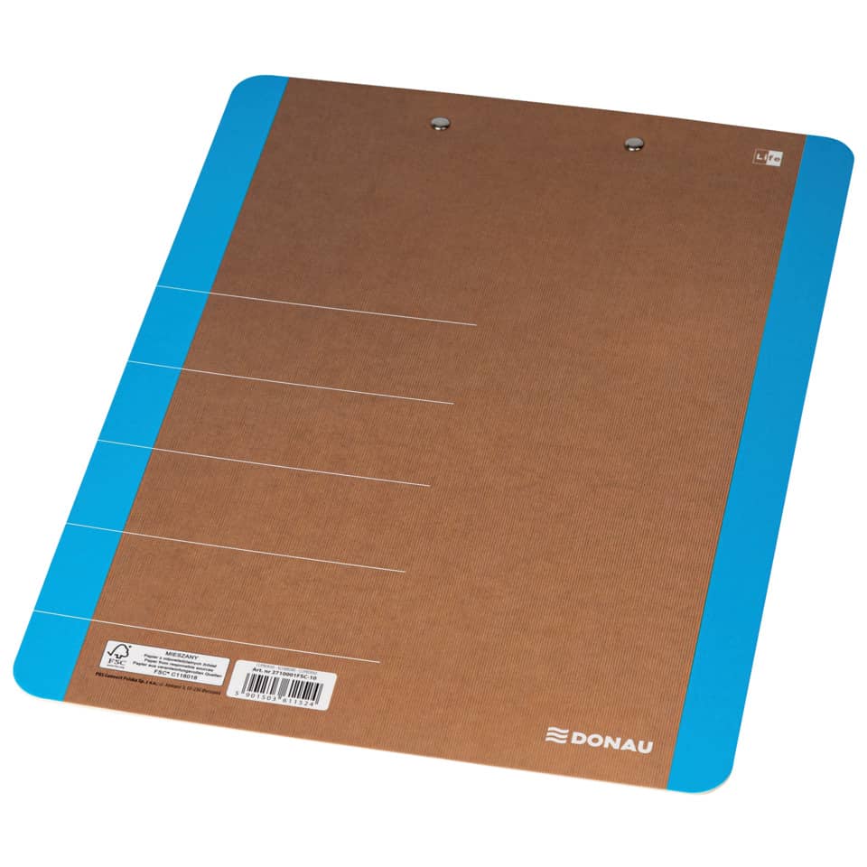 Clipboard, brauner Träger, blaue Kanten, Donau, Metallnieten