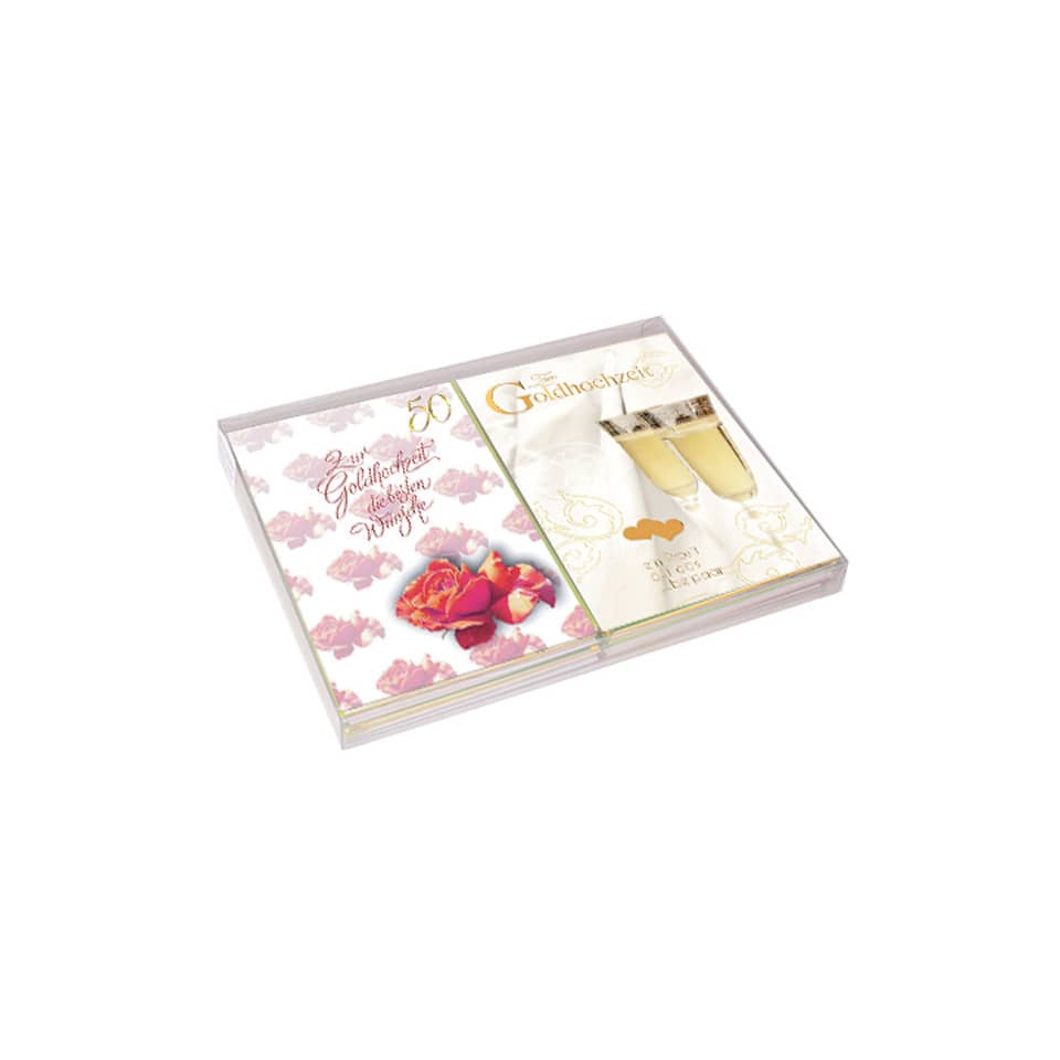 Goldhochzeitskarte, 20er Box, sortiert  72-0020