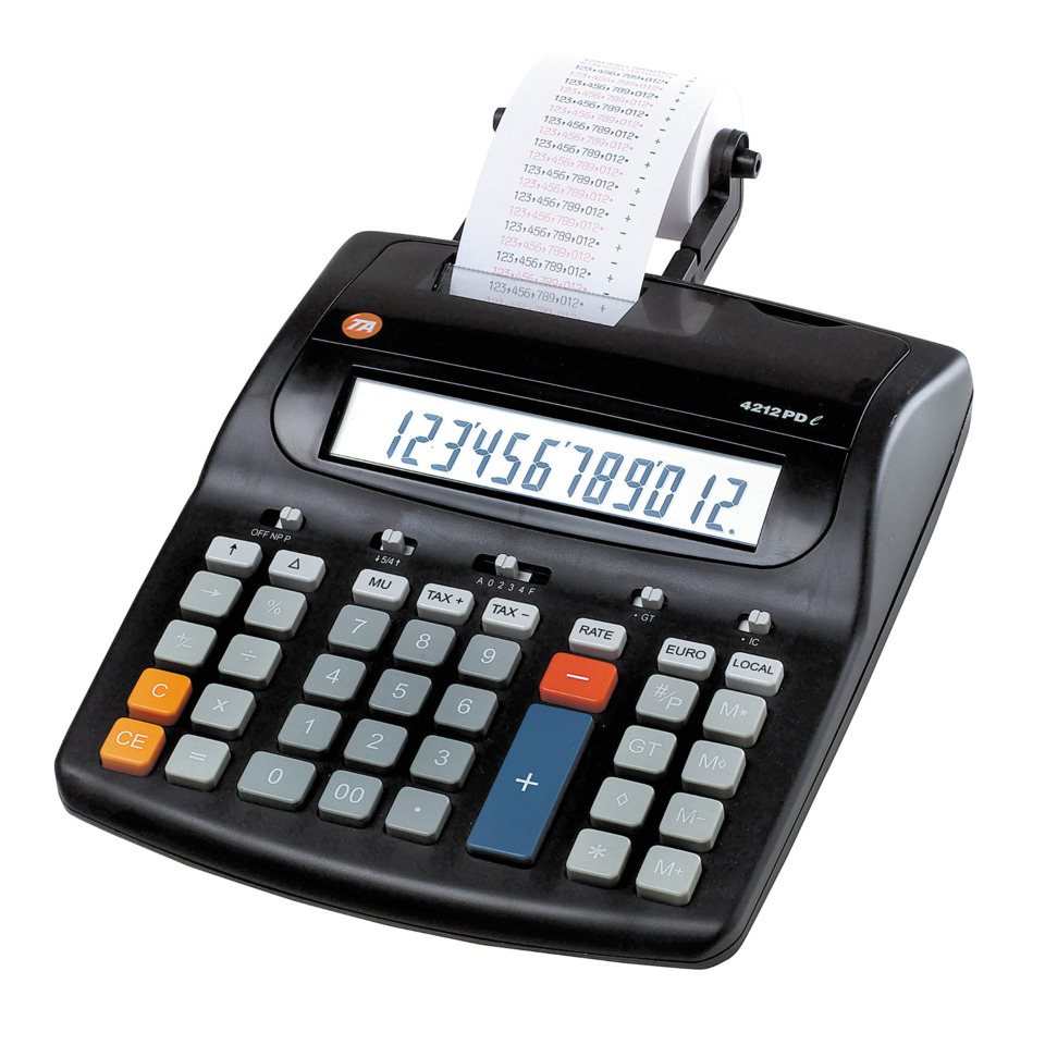 Kassierer, Rechenmaschine, Taschenrechner, Drucker, Papierausgabe
