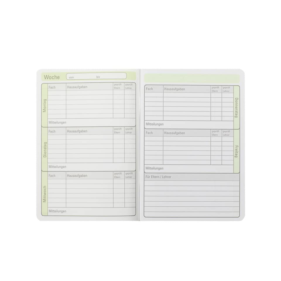 terminkalender, wochenplan, hausaufgabenheft, notizblock, klassenzimmer-lernplan