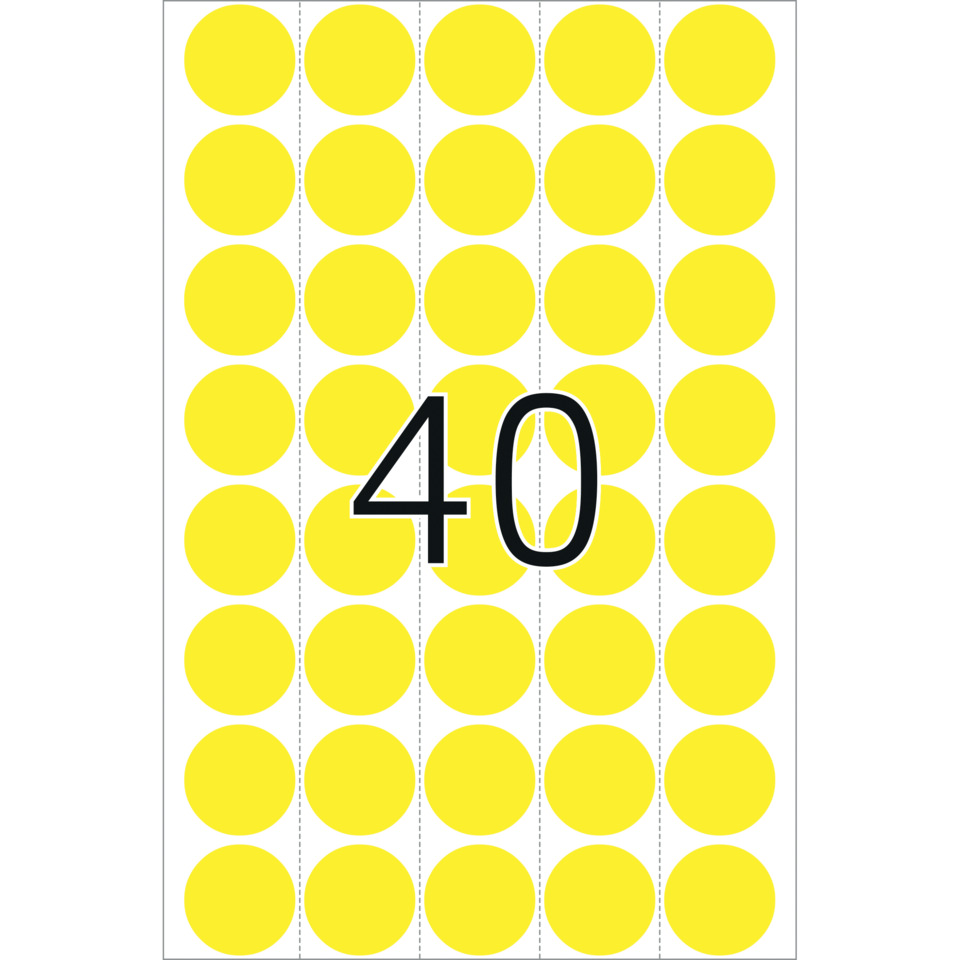 gelbe punkte, kreisform, mustermotiv, 40 zahl, frontansicht