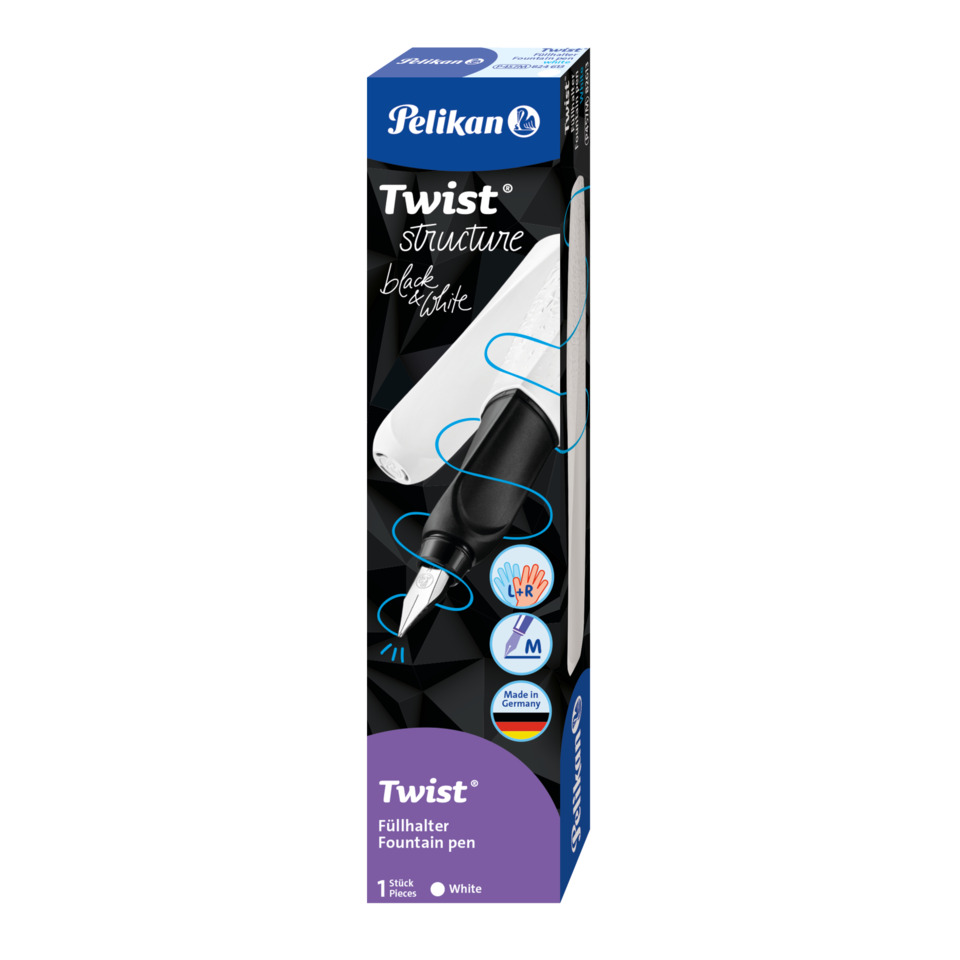 Fountain pen, Twist structure, White, Black, Germany