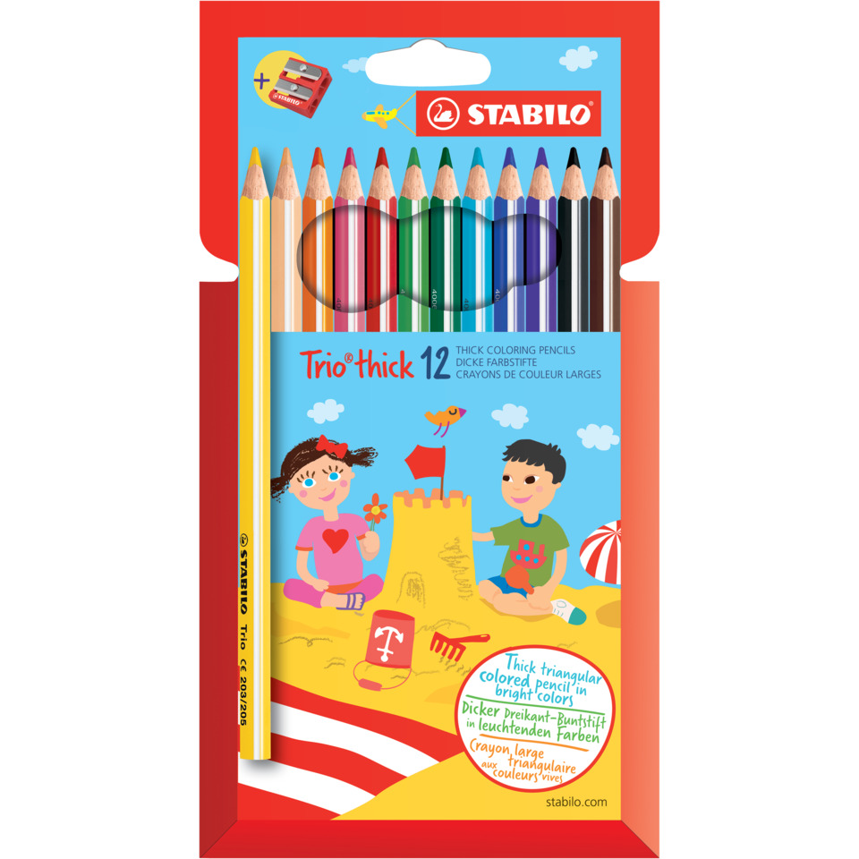 Buntstifte, Buntstifte-Set, 12 Stück, Holzstifte, Rundholzleisten