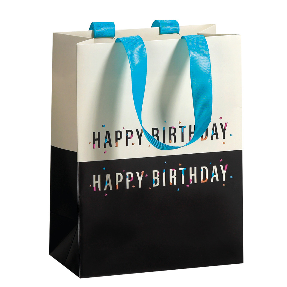 Tasche, Geschenkverpackung, Birthday, Happy Birthday, Schwarz-Weiß