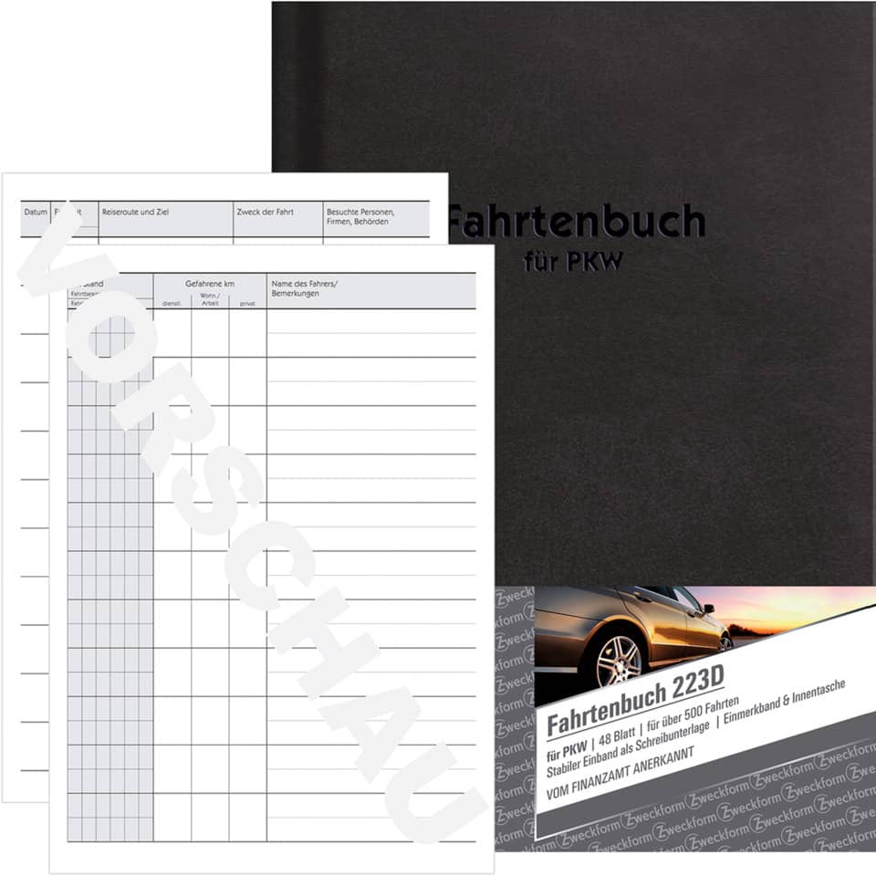 reisebuch, fahrtenbuch, PKW, innentasche, papierformular