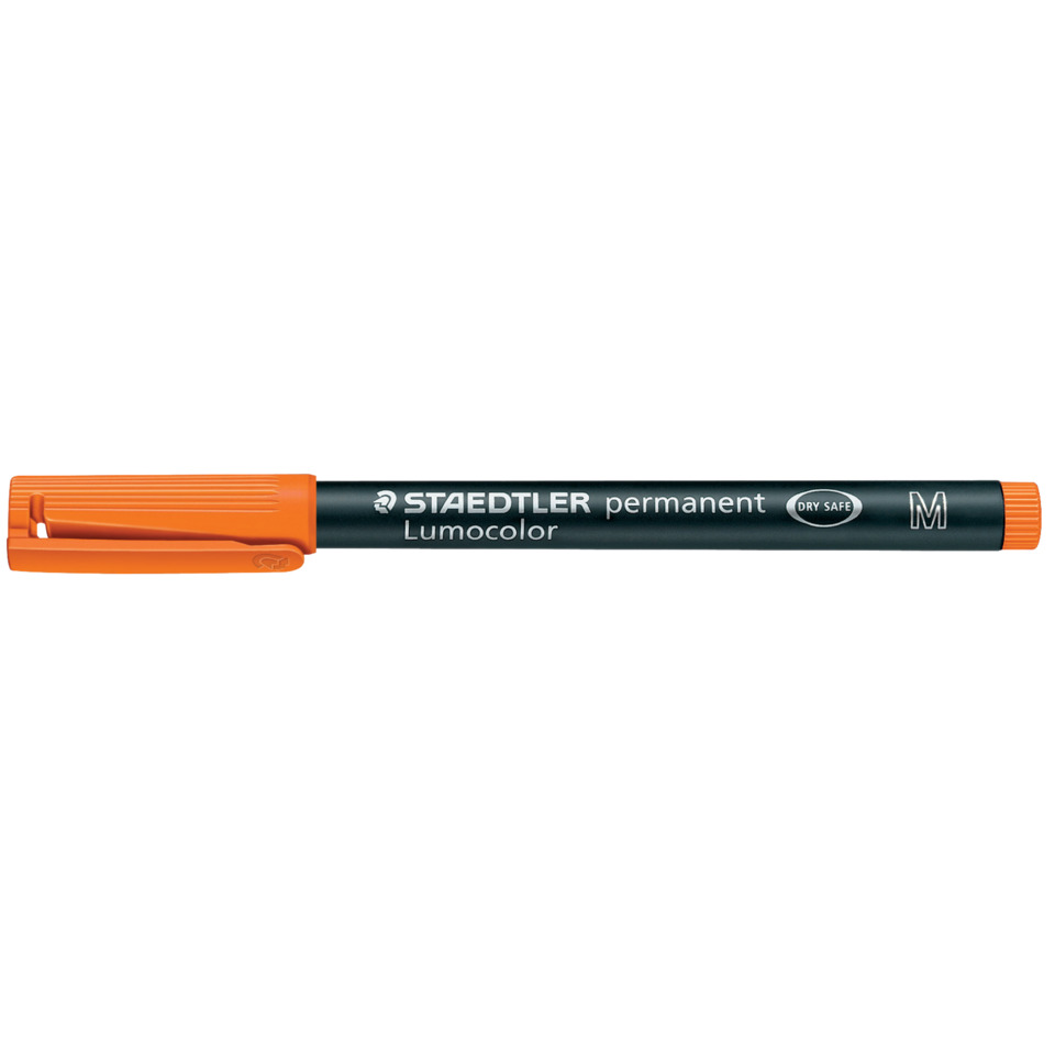 Permanentmarker, Lumocolor, Orangener Deckel, Feiner Spitze, Trockensicher