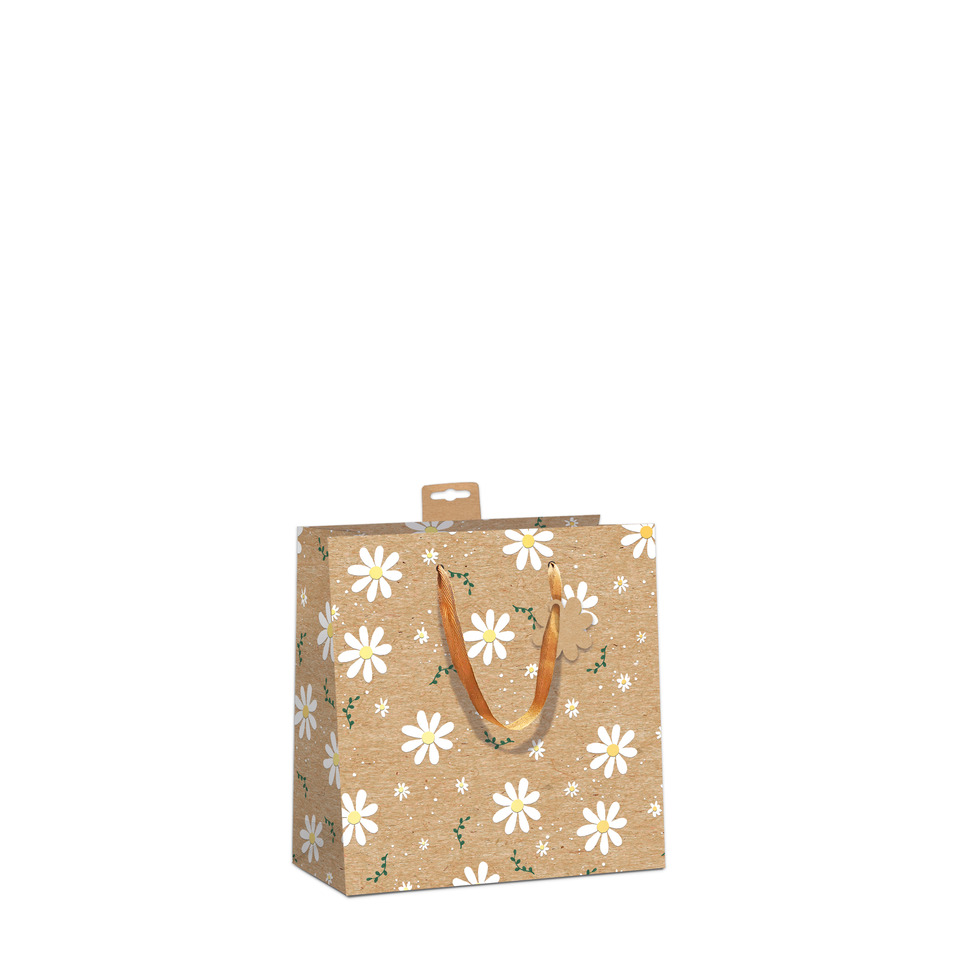 Tasche, Papiertragetasche, Blumenmuster, Jutebeutel, Korboptik