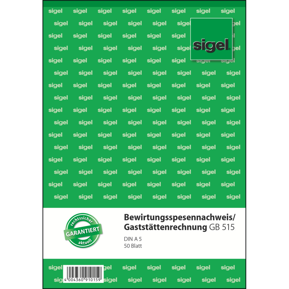 Bewirtungsscheine, Gästehaus, HACCP, DIN A5, 50 Blatt