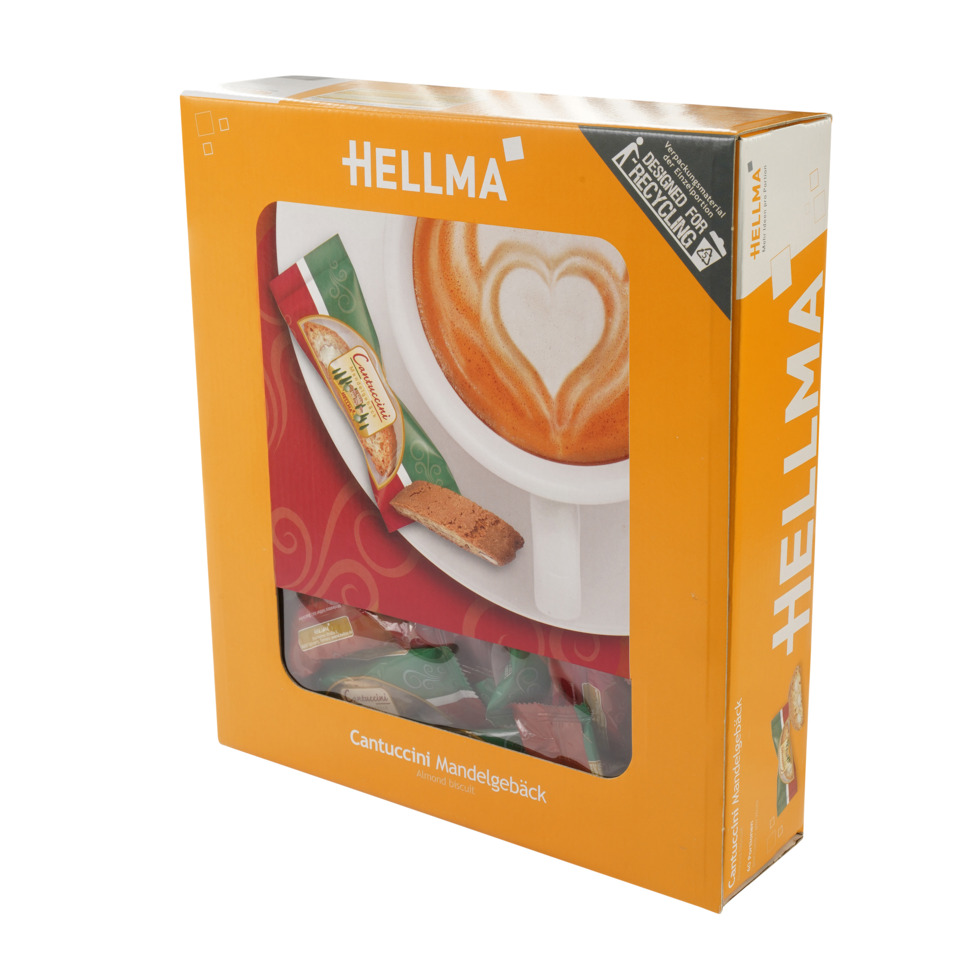 Cantuccini, Mandelgebäck, Boxverpackung, Kaffee-Design, Orangene Verpackung
