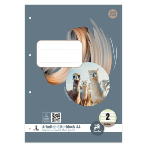 Arbeitsblock 2.Klasse, A4, 70g/m², 50 Blatt, Lin.2, liniert STAUFEN STYLE 040450002