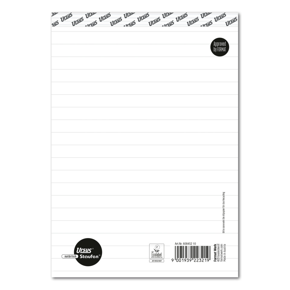 linien, notizblock, geprüft, weiß, A4