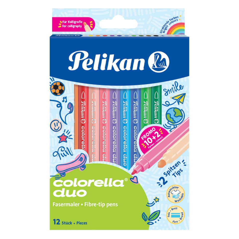 Farbige Filzstifte, Kolorella Duo, Faserstifte, 12 Stück, Dreifarbige Packung