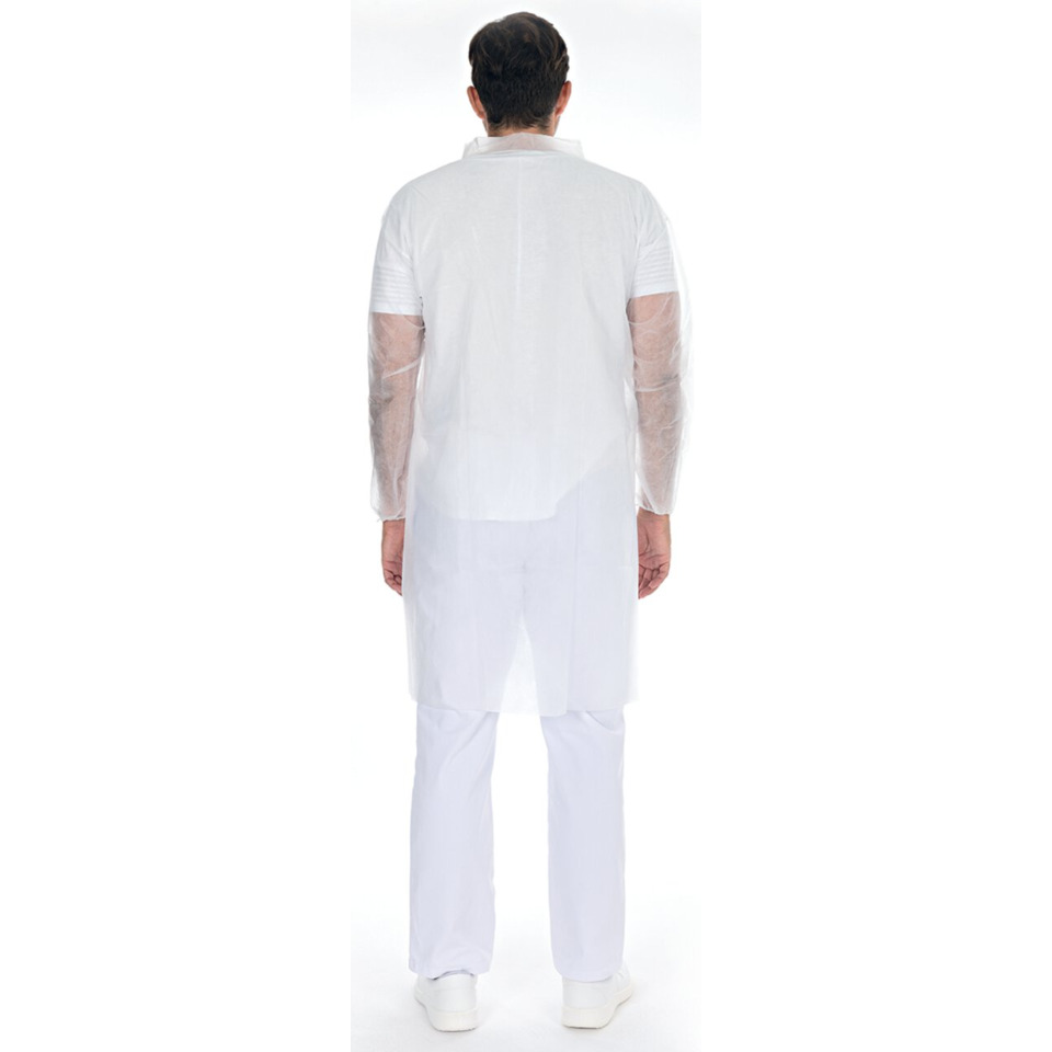 weiße Uniform, Laborcoat, Einweghalstuch?, Langärmelig, Rückansicht