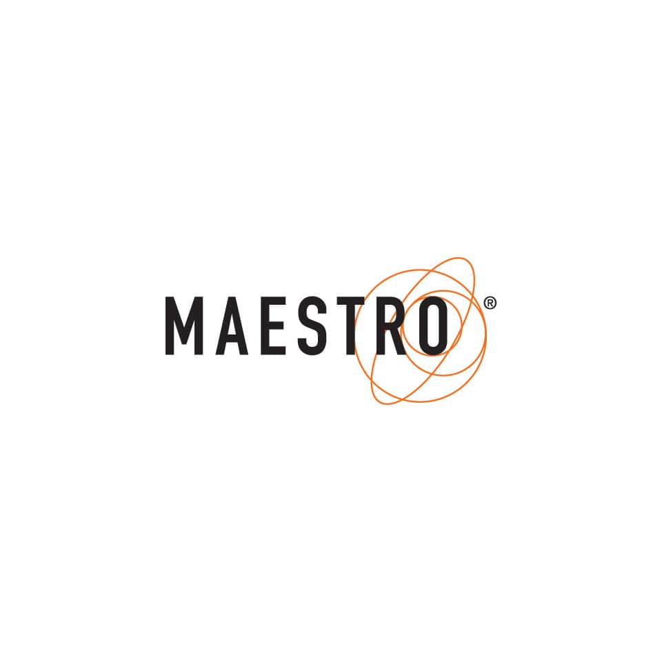 logo, Maestro, Hinweiszeichen, orange Linien, Text