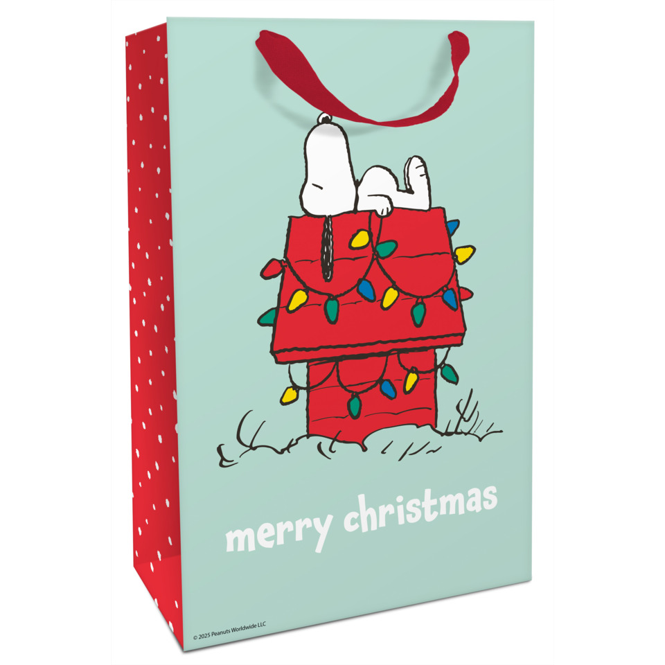 Postkarte, Geschenkverpackung, Frohe Weihnachten, Peanuts, Christbaumkugeln