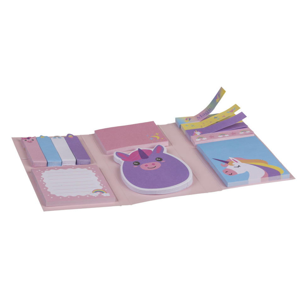 Notizblock, Magnetischer Unicorn, Post-it-Set, Pink, Alphabet/Notizzettel