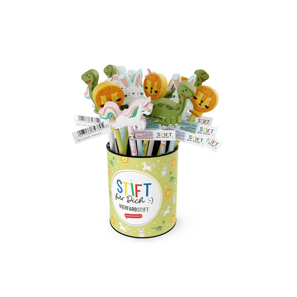 Kinderstiftset, Stifthalter, Tierformen, Bunt, Verpackung