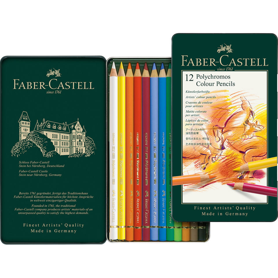 Bleistiftset, Farbstifte, Holzetui, 12 Farben, Kunstset