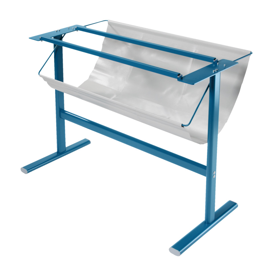 Schreibtisch, Abdeckhaube, Metallkonstruktion, Farbton Blau, Standsystem
