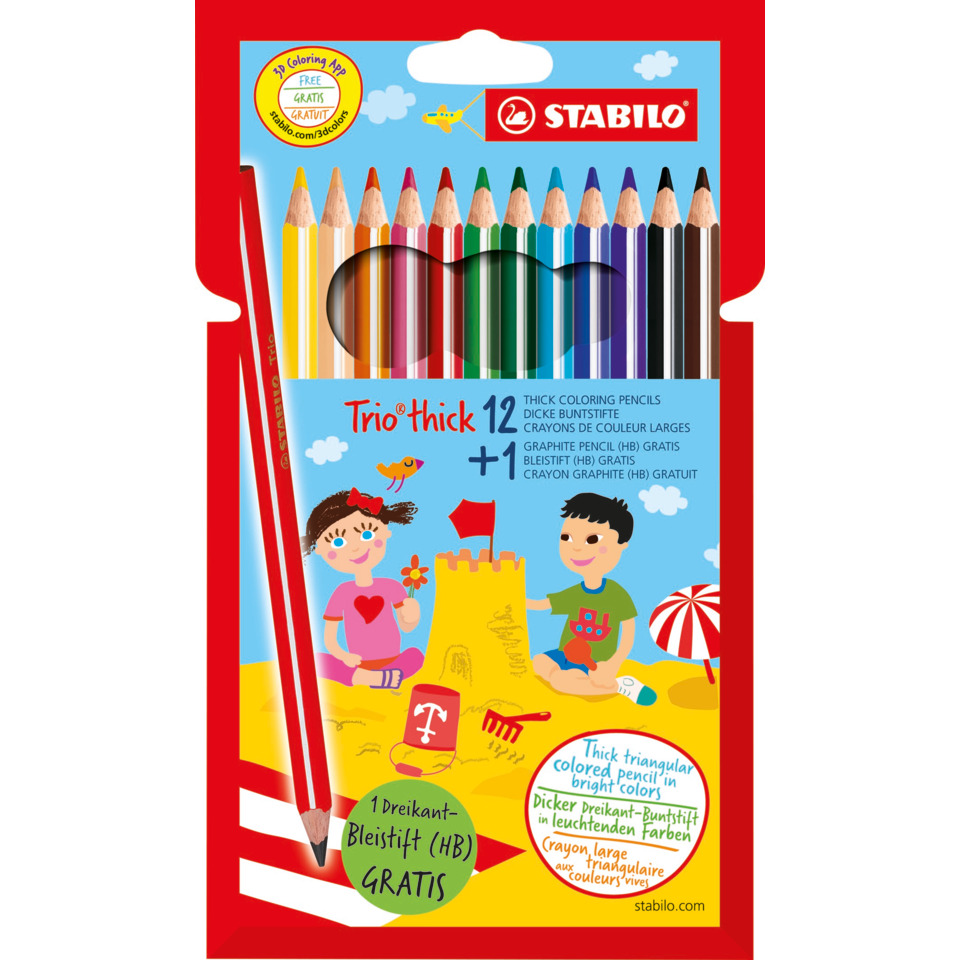  colored pencils, triangular pencil, HB pencils, 12 colors, packaged art set