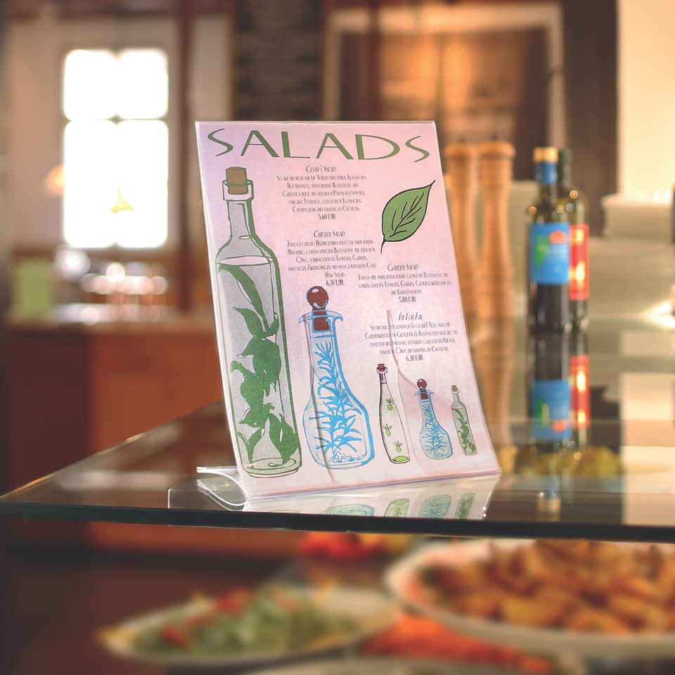 Salatkarte, Glasflasche, Dekorative Flasche, Flaschenillustration, Display-Ständer