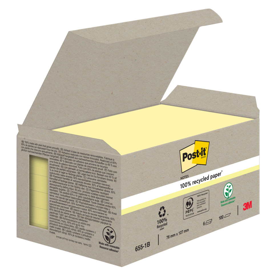 Klebepapier, Notizenpapier, Post-it, Papierbox, Recyclingpapier