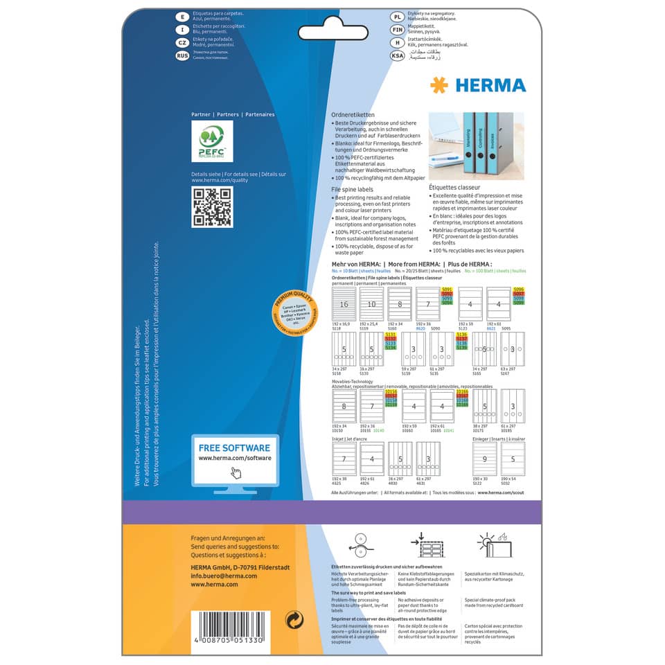 Verpackung,  Broschüre, Blaugradient, HERMA, Etiketten