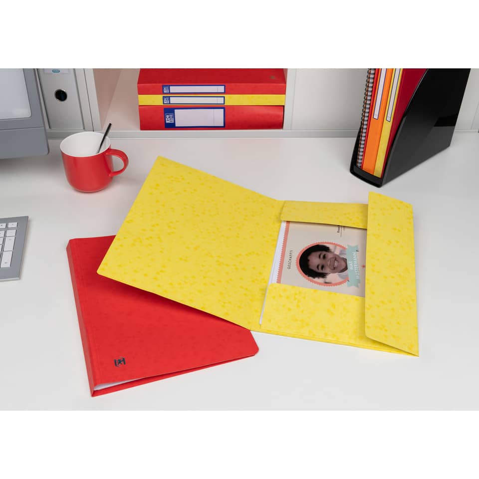 brieftasche, gelbe umhüllung, dokumentenordner, schreibtisch, aktenordner