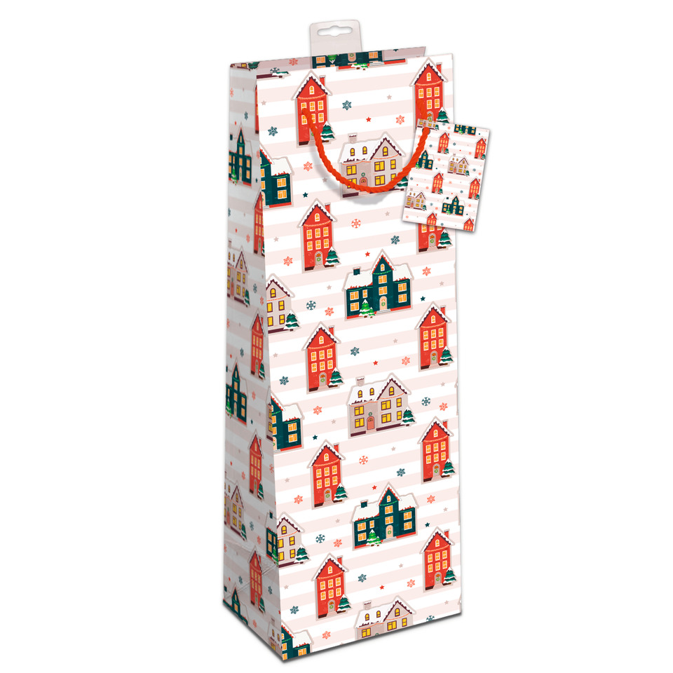 Geschenktüte, Weihnachten, Stadthäuser, Haus Muster, Geschenkpapier Muster