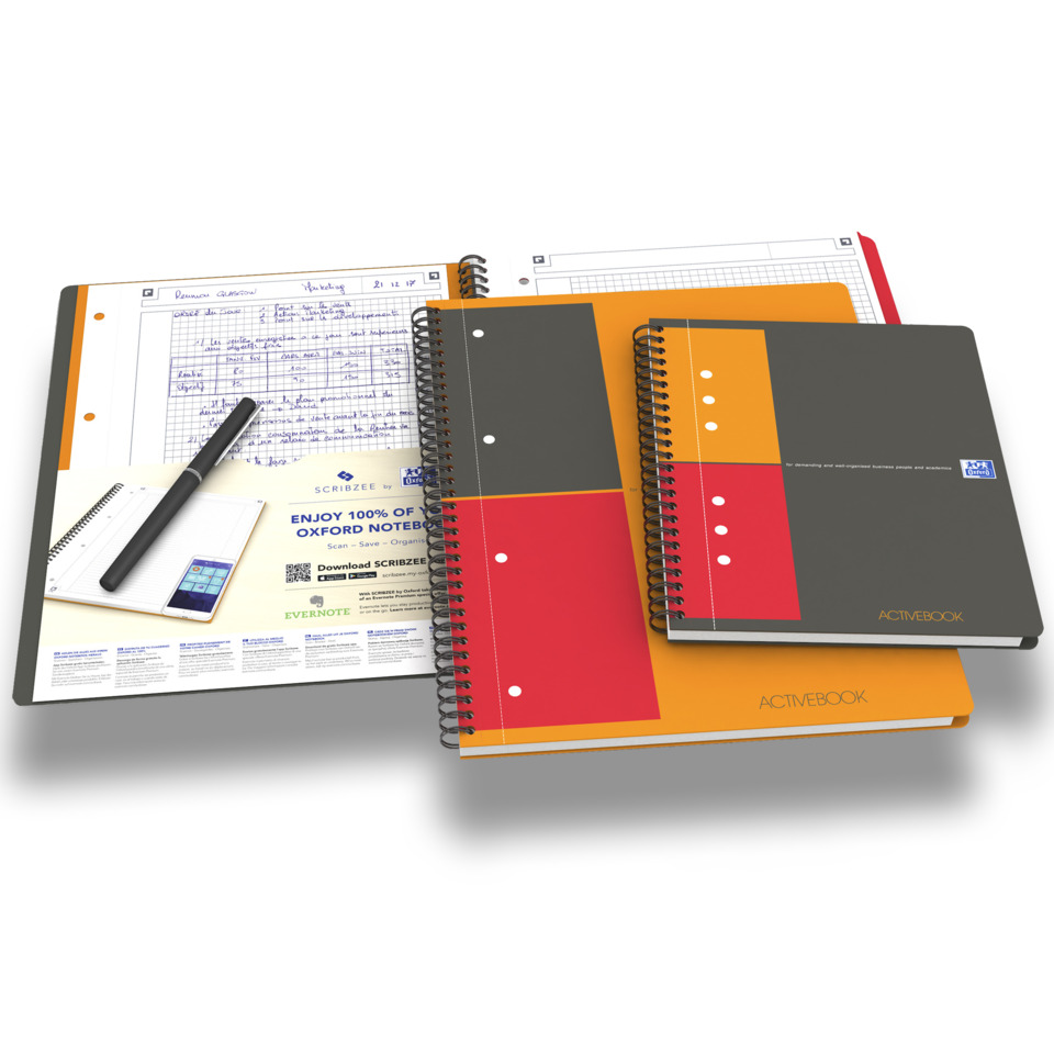 Notizbuch, Spiralblock, Kunstleder, orange, grau