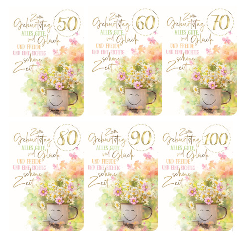 Grusskarte, Blume, Grafiken, Florales Design, Tasse