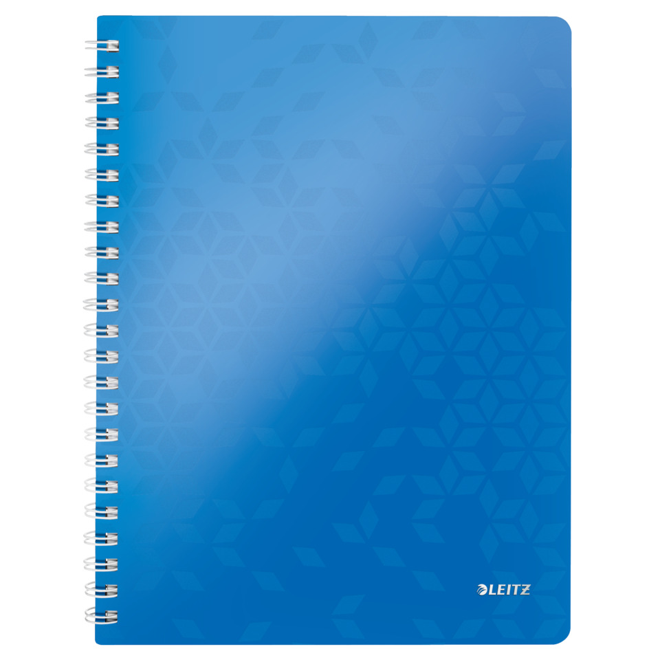 Spiralblock, Notizblock, liniert, Blauverlauf, Leitz, Notizbuch, Spiralbindung, Hardcover, Blau, Geometrisches Muster