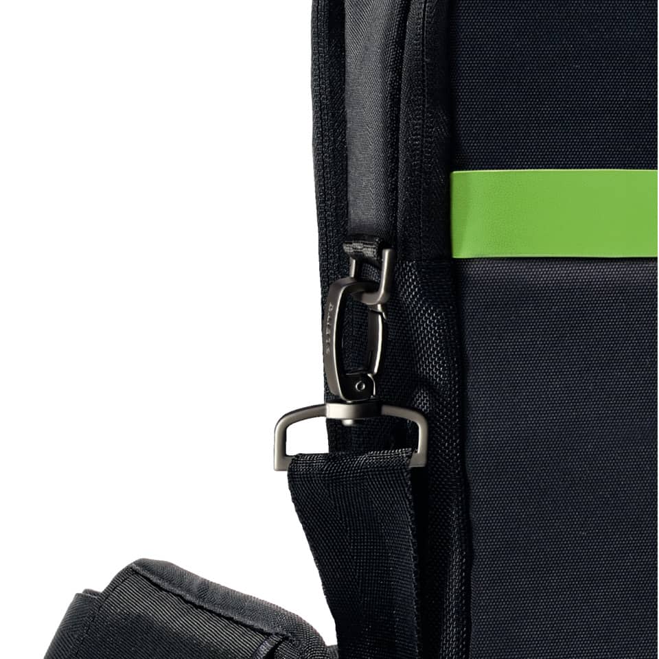 Rucksack, Schultergurt, Streifenband, Metallhaken, Neon-Grün