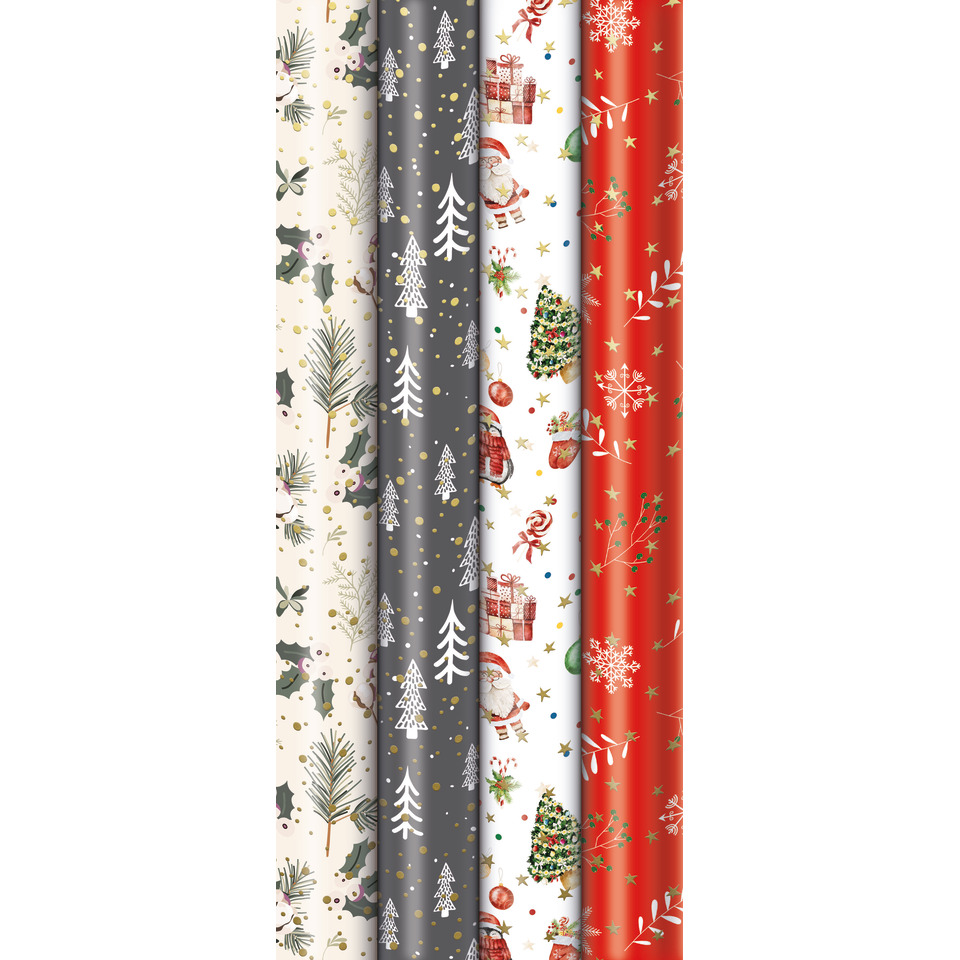 Geschenkpapier, Weihnachten, Muster, Baum-Druck, Rot