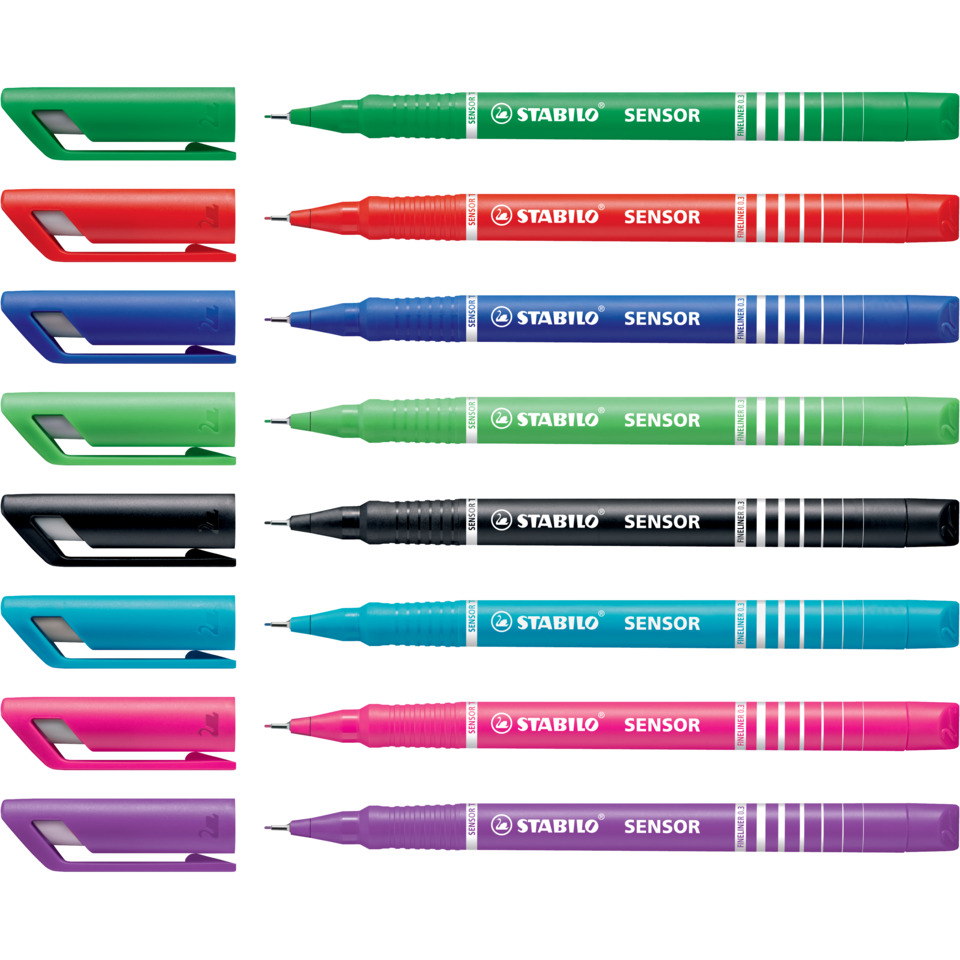 Korrekturmarker, Minenmerkpen, Stabilo Sensor, konische Spitze, mehrfachfarbig, stabilo, sensor, fineliner, colored, pen