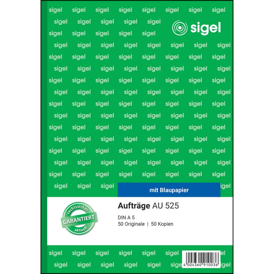 AU 525, Aufträge, 50 Originale, 50 Kopien, sigel