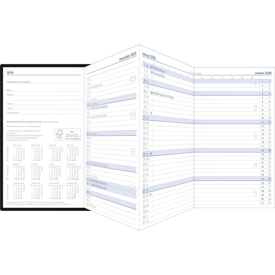Kalender, Jahreskalender, Spiralbindung, Terminplaner, Monatskalender