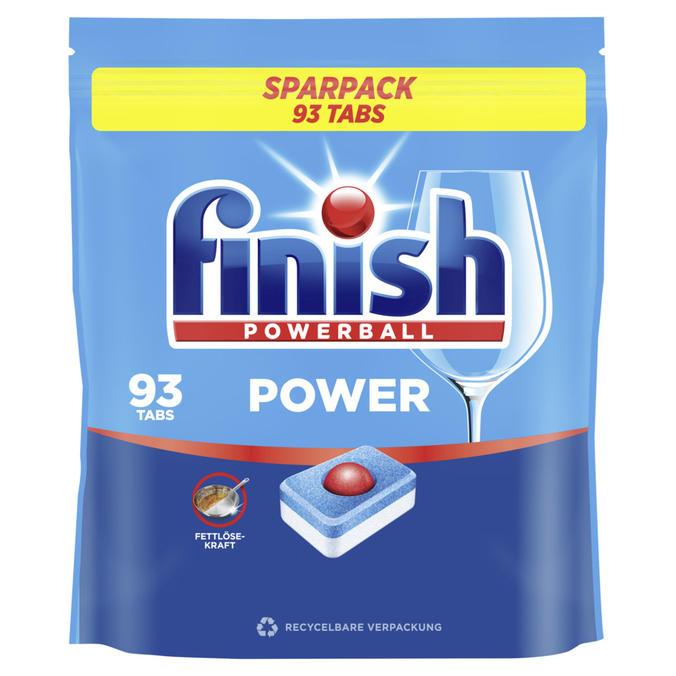 Powerball, Finish, Tabs, recyclable packaging, blue bag