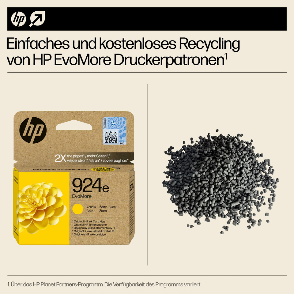 Druckertinte, Tintenpatrone, HP 924e, Gelb, Kompakte Verpackung