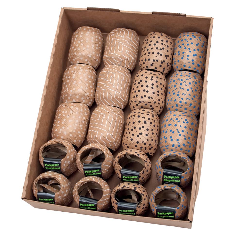 Papierringrolle, Packpapier, Punkte Muster, Geometrisches Muster, Braunes Kraftkarton-Box