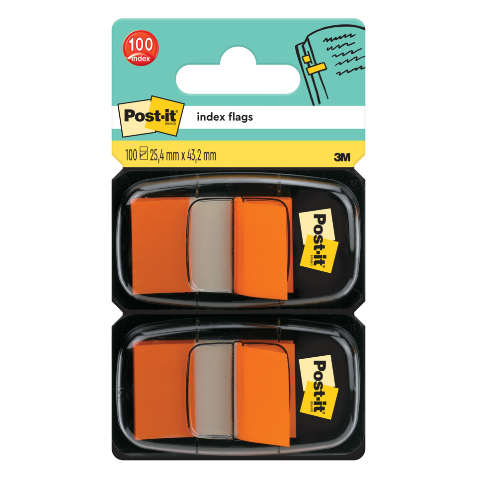 Post-it Markierungen, Index Flags, Orange Farben, Orange Flags, Doppelpack