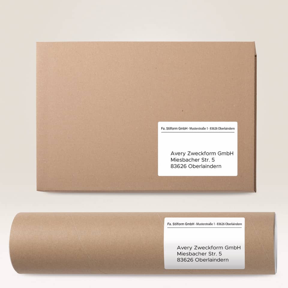 Kartonbox, Briefumschlag, brauner Karton, Aufkleber, Versandverpackung